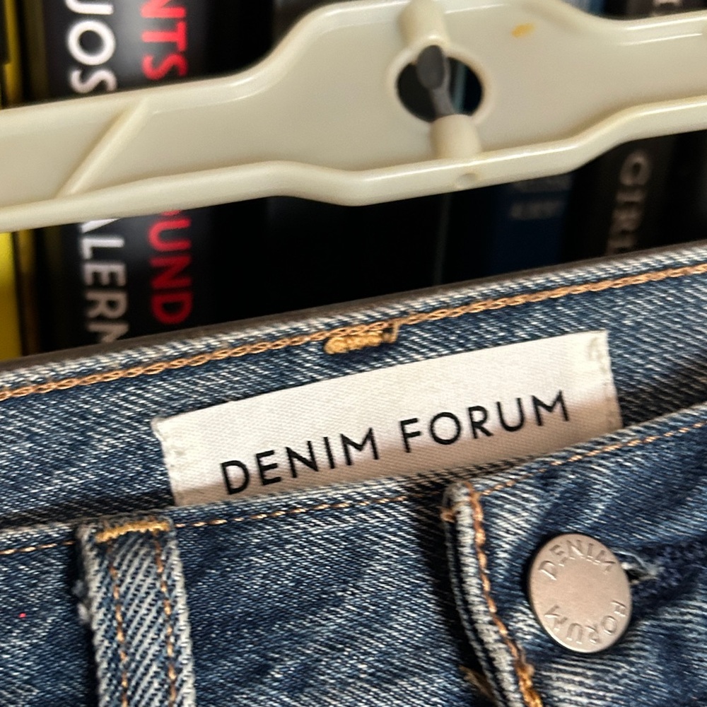Denim Forum Women’s Washed Blue Slim Straight Jeans - Picture 4 of 8